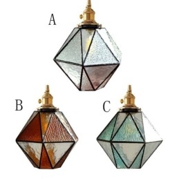 Luminária pendente geométrica de vidro colorido estilo fazenda