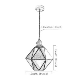 Luminária pendente geométrica de vidro colorido estilo fazenda