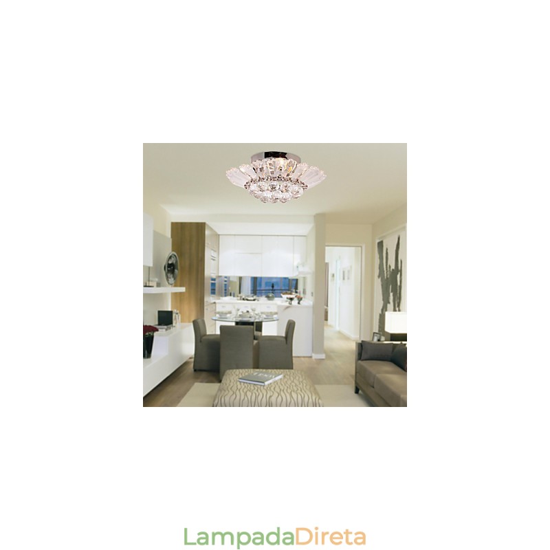 Moderno Semi Flush Mount em Crystal Feature
