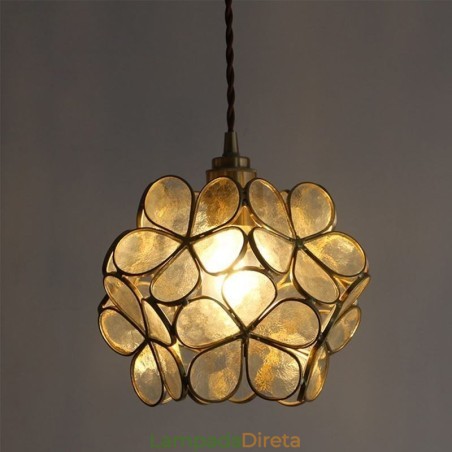 Luminária pendente criativa nórdica de vidro para iluminação doméstica, luminária em formato de pétala, abajur de cabeceira Luminária pendente criativa nórdica de vidro para iluminação doméstica, luminária em formato de pétala, abajur de cabeceira