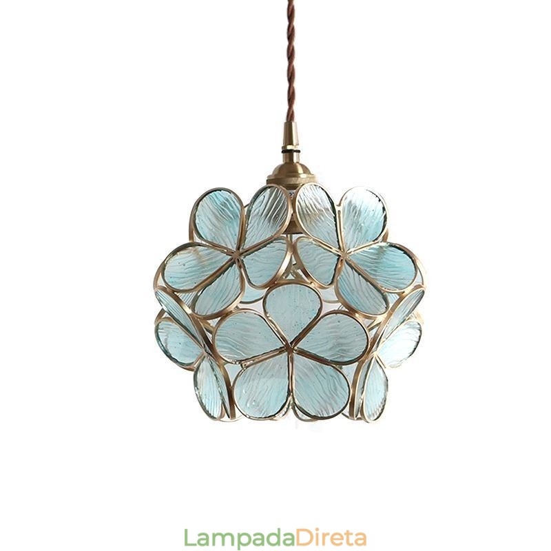 Luminária pendente criativa nórdica de vidro para iluminação doméstica, luminária em formato de pétala, abajur de cabeceira