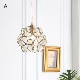 Luminária pendente criativa nórdica de vidro para iluminação doméstica, luminária em formato de pétala, abajur de cabeceira
