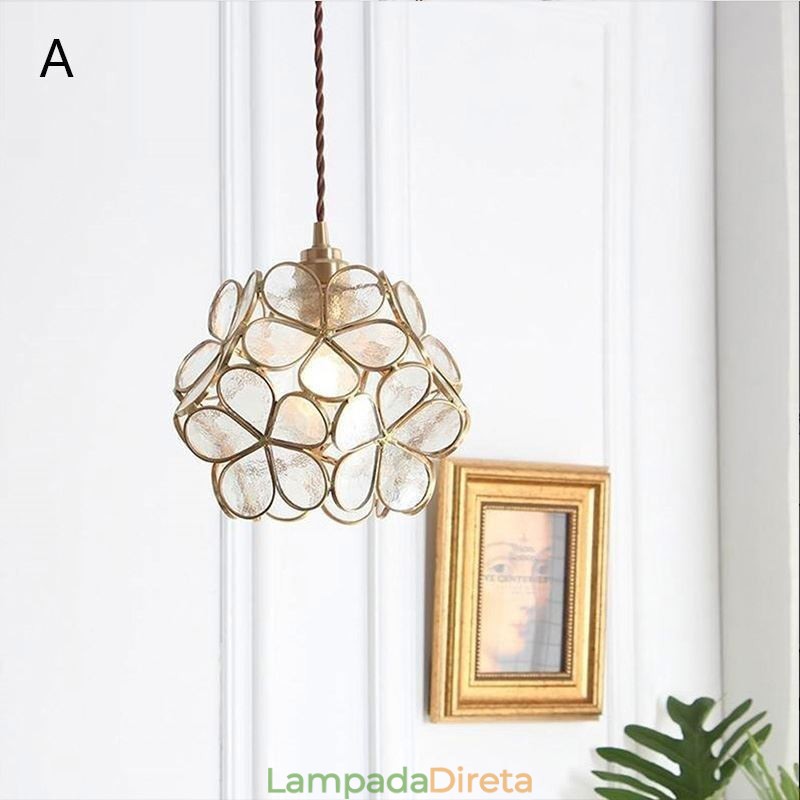 Luminária pendente criativa nórdica de vidro para iluminação doméstica, luminária em formato de pétala, abajur de cabeceira