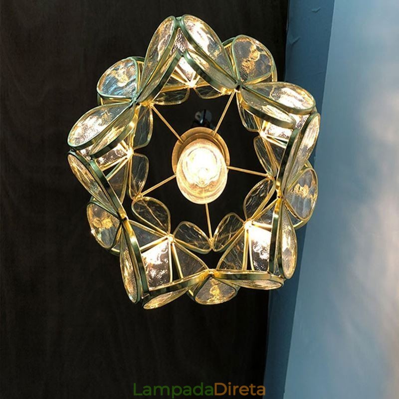 Luminária pendente criativa nórdica de vidro para iluminação doméstica, luminária em formato de pétala, abajur de cabeceira