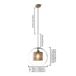 Luminária pendente nórdica de vidro para iluminação doméstica, luminária redonda em formato de bola, abajur de cabeceira