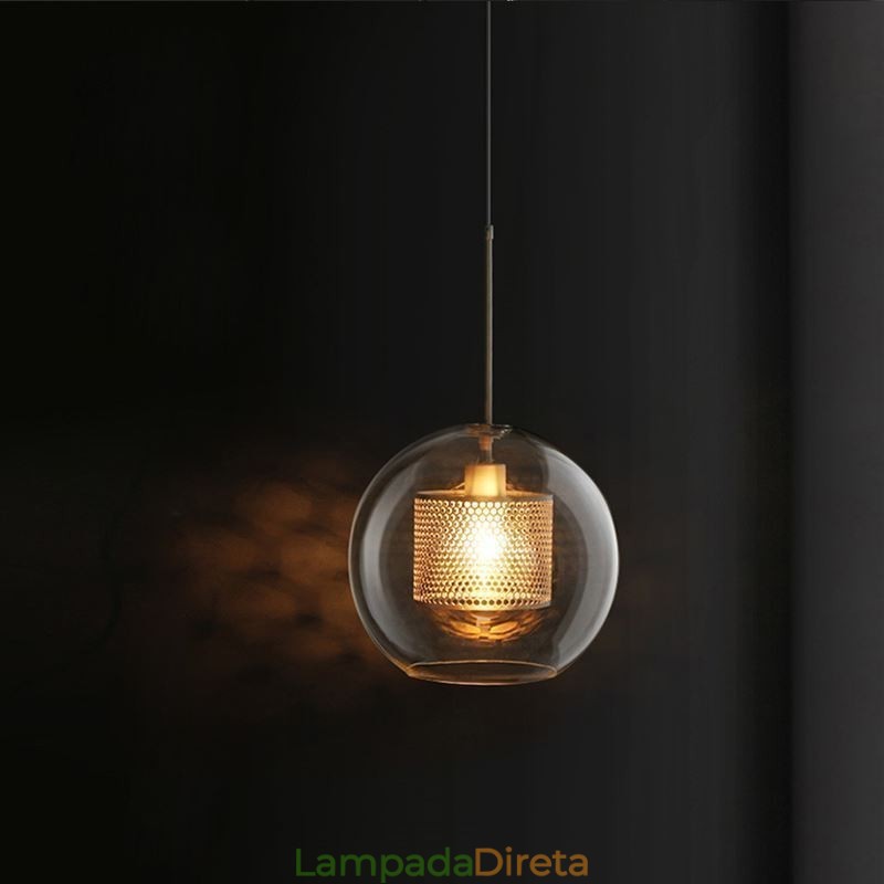Luminária pendente nórdica de vidro para iluminação doméstica, luminária redonda em formato de bola, abajur de cabeceira
