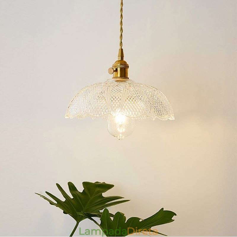Grande luz de teto de vidro transparente com nervuras iluminação doméstica com interruptor giratório lâmpada luz de calor suave