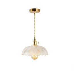 Grande luz de teto de vidro transparente com nervuras iluminação doméstica com interruptor giratório lâmpada luz de calor suave