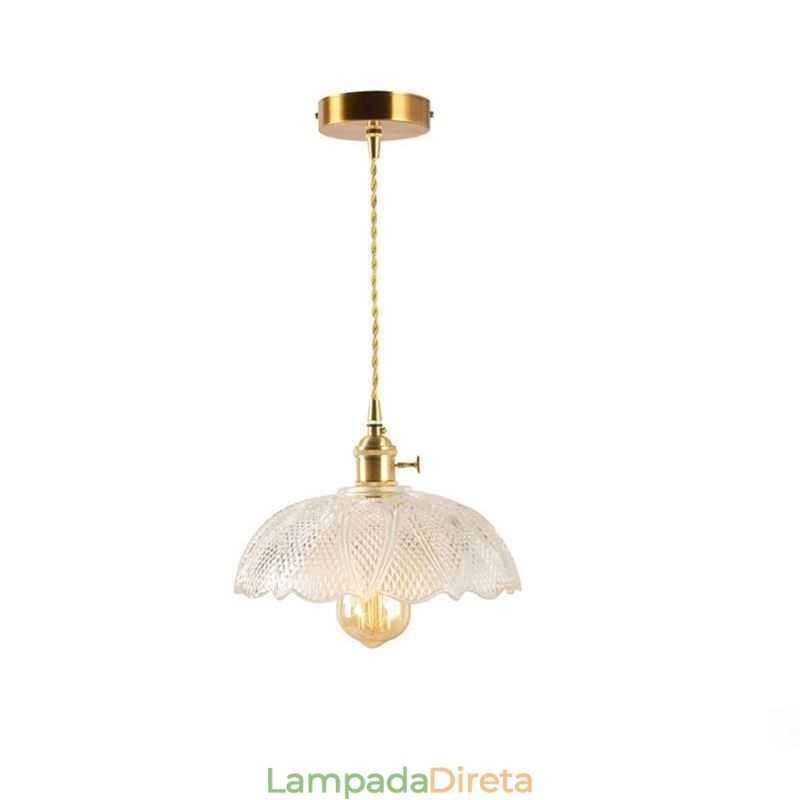 Grande luz de teto de vidro transparente com nervuras iluminação doméstica com interruptor giratório lâmpada luz de calor suave