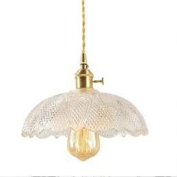 Grande luz de teto de vidro transparente com nervuras iluminação doméstica com interruptor giratório lâmpada luz de calor suave