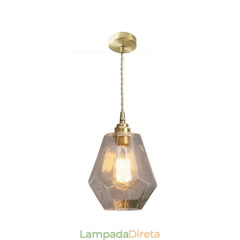 Luminária pendente nórdica retrô, luminária em formato de torre, vidro e latão