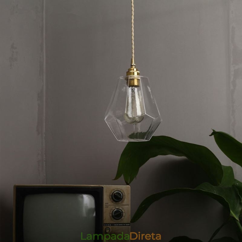 Luminária pendente nórdica retrô, luminária em formato de torre, vidro e latão