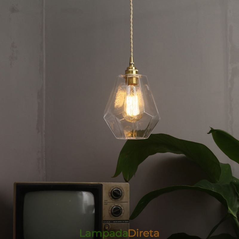 Luminária pendente nórdica retrô, luminária em formato de torre, vidro e latão