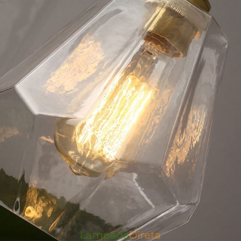 Luminária pendente nórdica retrô, luminária em formato de torre, vidro e latão