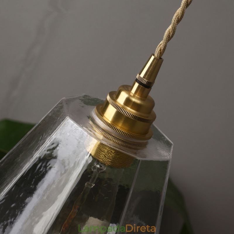 Luminária pendente nórdica retrô, luminária em formato de torre, vidro e latão