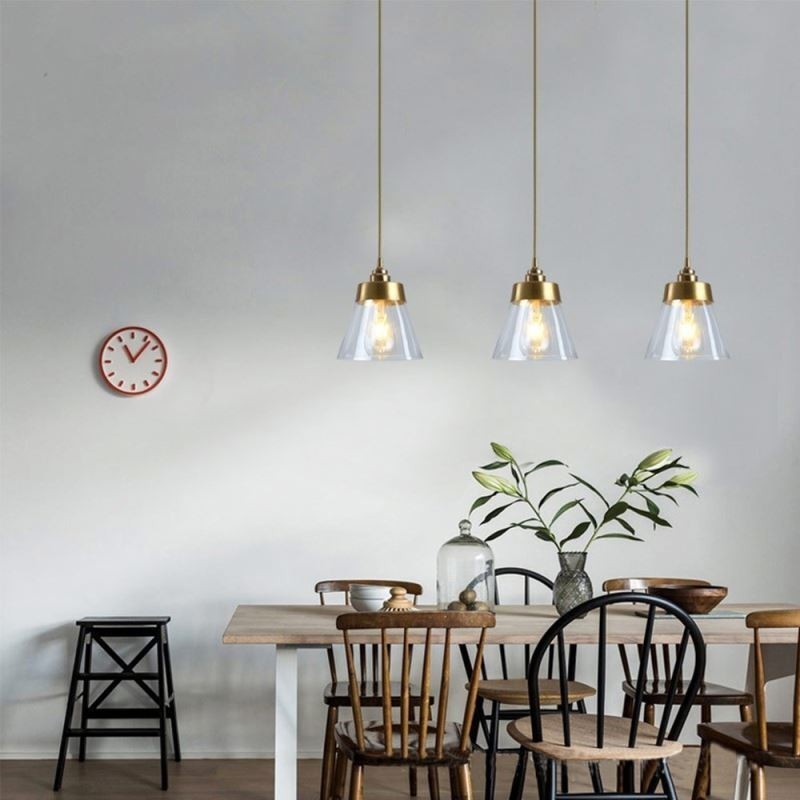 Nordic Retro Pendant Light Glass Shade Home Lighting Suporte de latão Lâmpada de luz