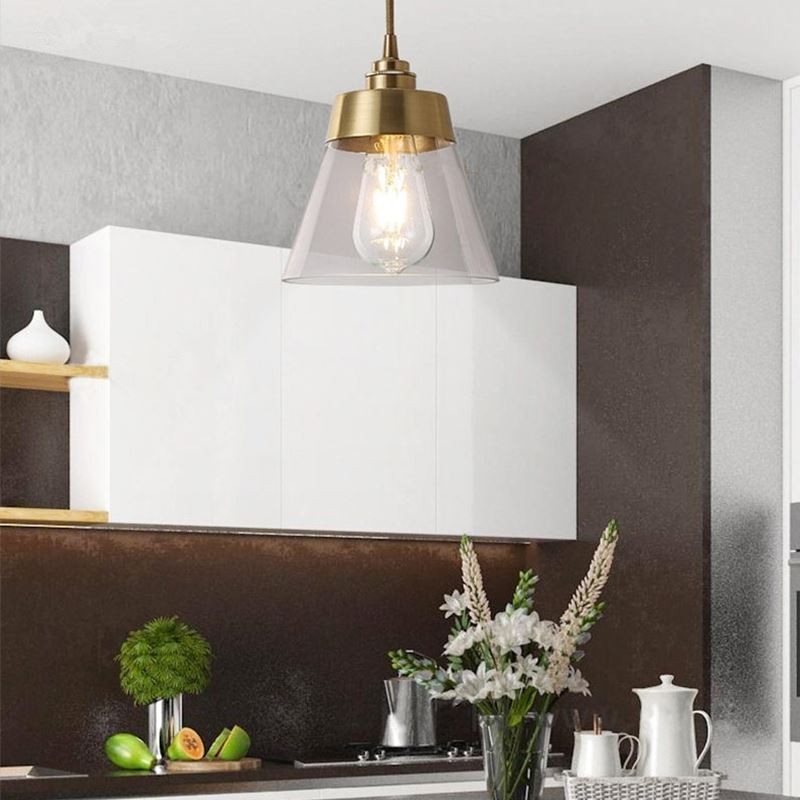 Nordic Retro Pendant Light Glass Shade Home Lighting Suporte de latão Lâmpada de luz