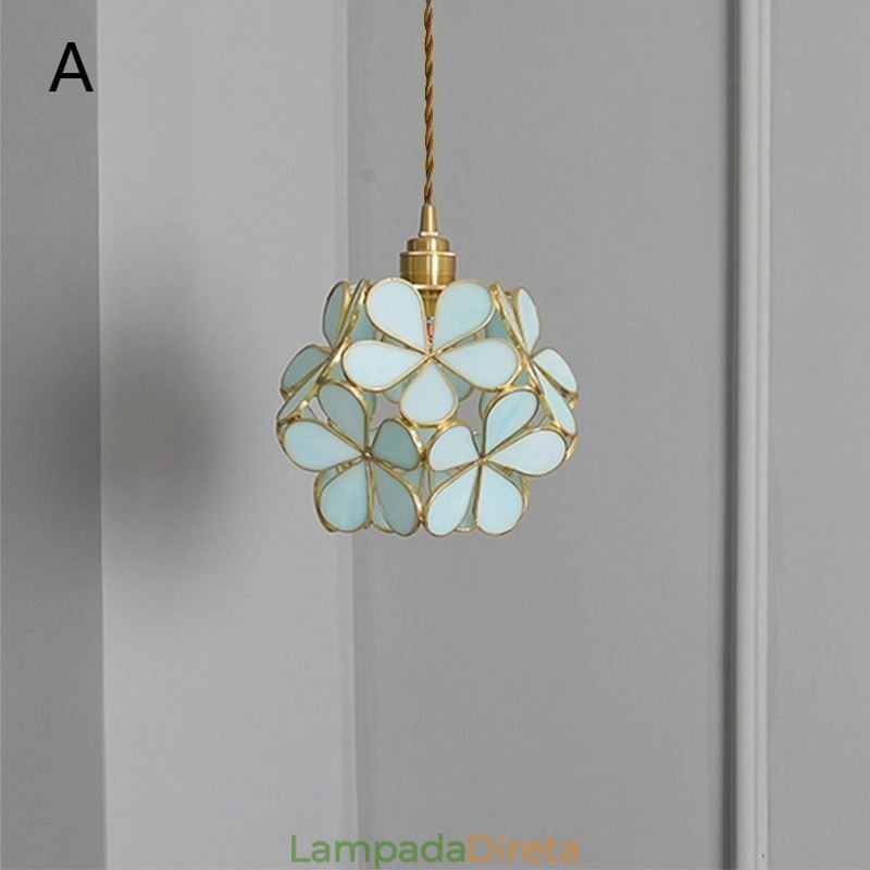 Luminária pendente criativa nórdica de vidro para iluminação doméstica em forma de pétala