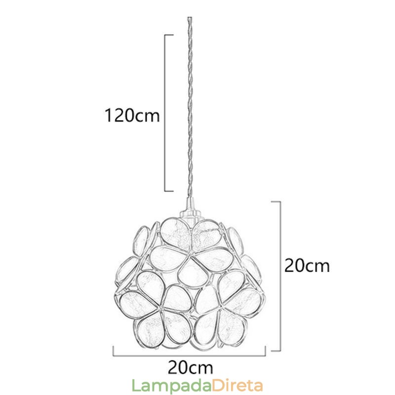 Luminária pendente criativa nórdica de vidro para iluminação doméstica em forma de pétala