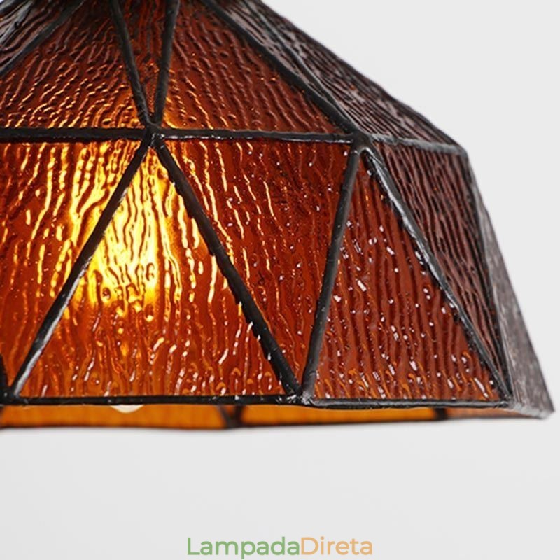 Luminária pendente de vidro colorido geométrico