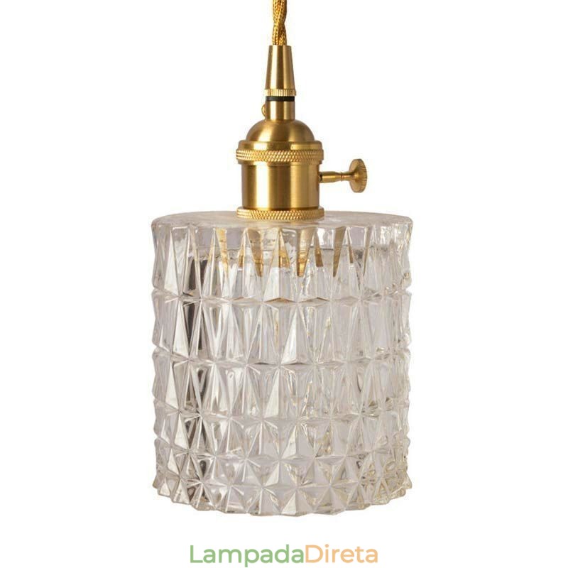 Luminária pendente de vidro canelado com jarra de gelatina