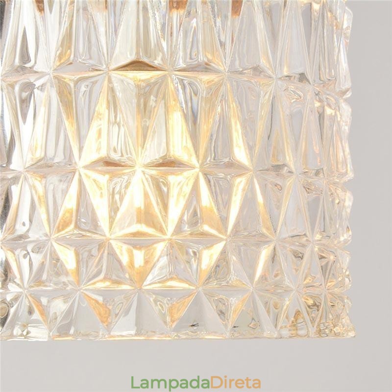 Luminária pendente de vidro canelado com jarra de gelatina