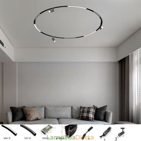 Luminária Circular Magnética de Trilho Rebaixada Holofote Decorativo 150cm Luminária Circular Magnética de Trilho Rebaixada Holofote Decorativo 150cm