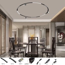 Luminária Circular Magnética de Trilho Rebaixada Holofote Decorativo 150cm
