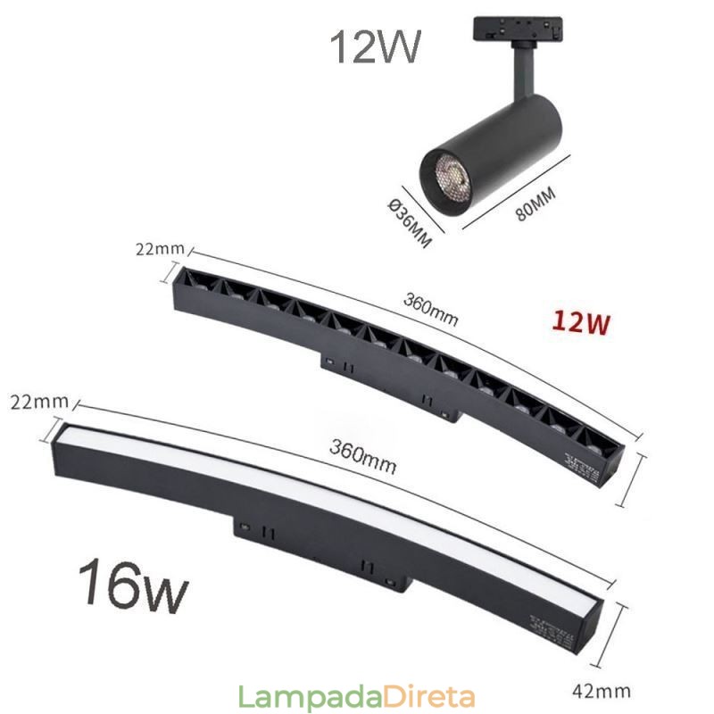 Luminária Circular Magnética de Trilho Rebaixada Holofote Decorativo 150cm