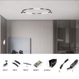 Sistema de iluminação de trilho circular Luminária de trilho embutida magnética 120 cm