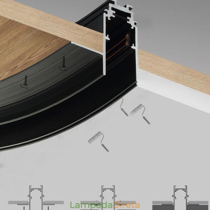 Sistema de iluminação de trilho circular Luminária de trilho embutida magnética 120 cm