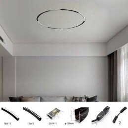 Luminária de trilho circular magnética embutida, 120 cm