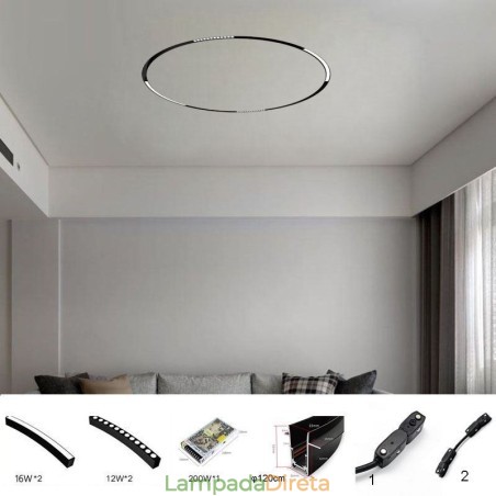 Luminária de trilho circular magnética embutida, 120 cm Luminária de trilho circular magnética embutida, 120 cm