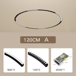 Luminária de trilho circular magnética embutida, 120 cm