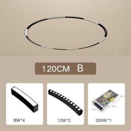 Luminária de trilho circular magnética embutida, 120 cm