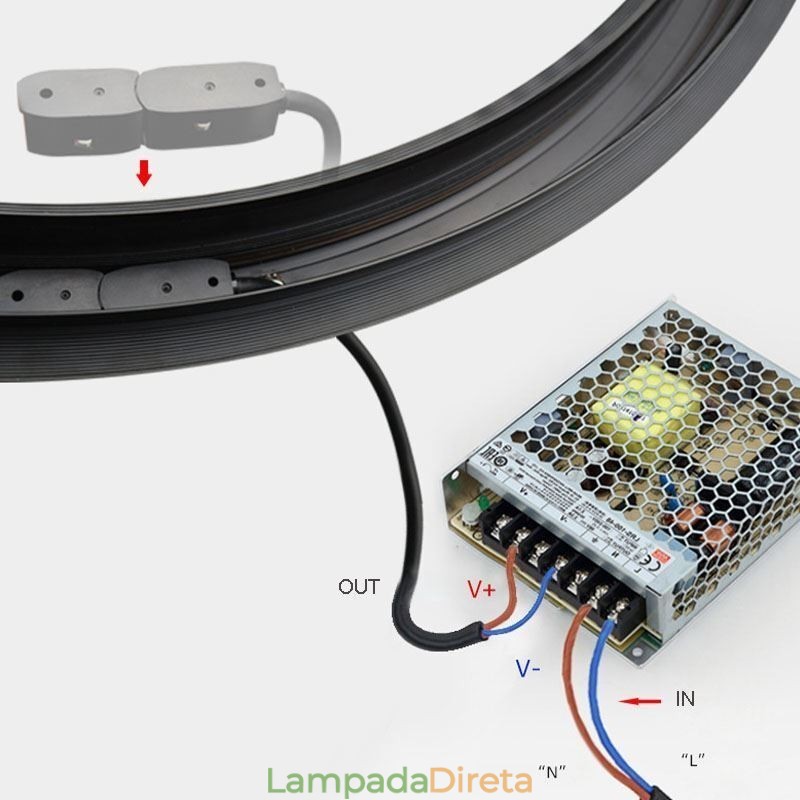 Luminária de trilho circular magnética embutida, 120 cm