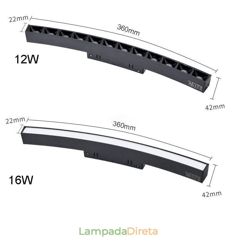 Luminária de trilho circular magnética embutida, 120 cm