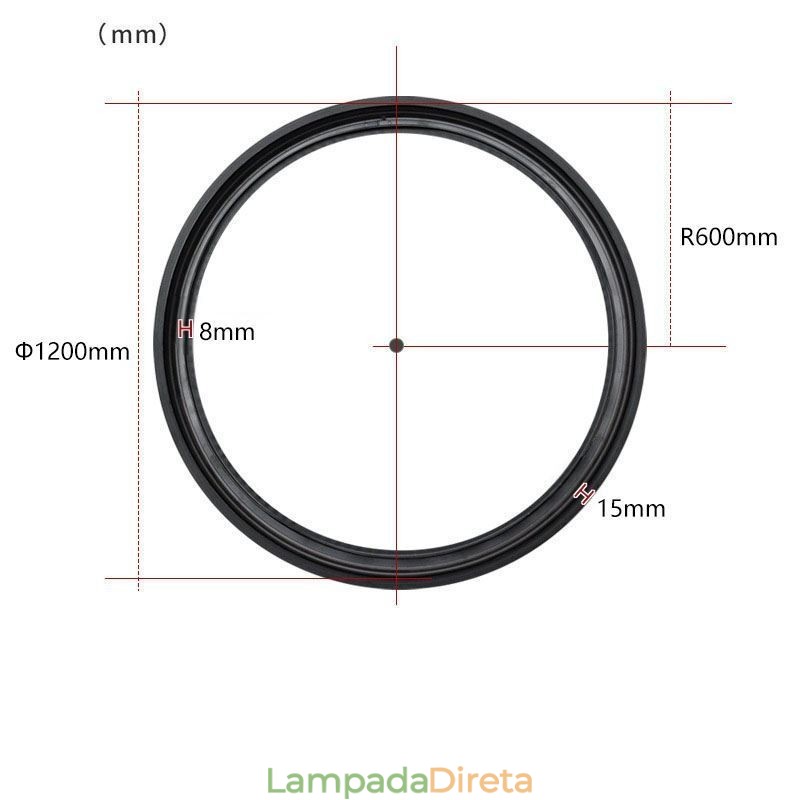 Luminária de trilho circular magnética embutida, 120 cm