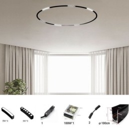 Luz de trilho circular holofote magnético embutido luz decorativa 100cm