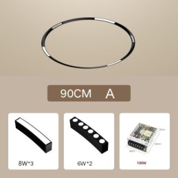 Luminária Circular Magnética de Trilho Rebaixada Spotlight Luz Decorativa 80cm