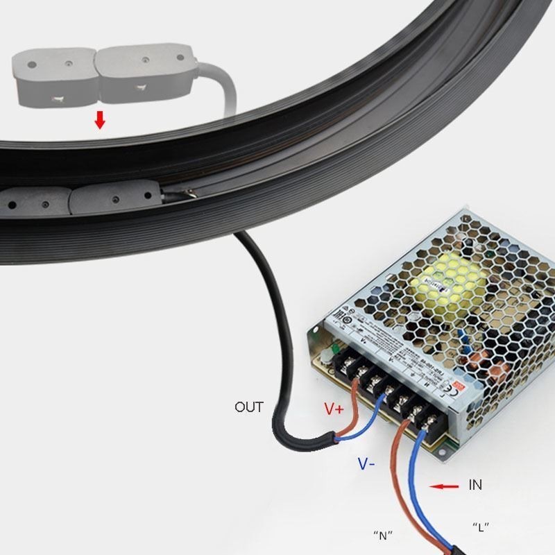 Luminária Circular Magnética de Trilho Rebaixada Spotlight Luz Decorativa 80cm