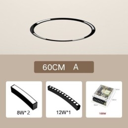 Luminária Circular de Trilho Magnética Recesso Spotlight Luz Decorativa 60cm
