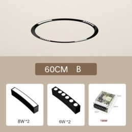 Luminária Circular de Trilho Magnética Recesso Spotlight Luz Decorativa 60cm