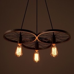 Luminárias pendentes retrô estilo loft, lustre de ferro forjado estilo industrial, rodas americanas