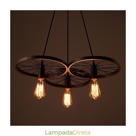 Luminárias pendentes retrô estilo loft, lustre de ferro forjado estilo industrial, rodas americanas Luminárias pendentes retrô estilo loft, lustre de ferro forjado estilo industrial, rodas americanas
