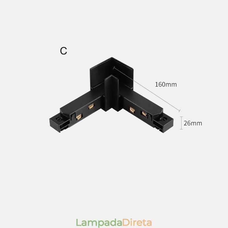 Acessórios de iluminação de trilho magnético Conexão de canto de trilho de trilho embutido