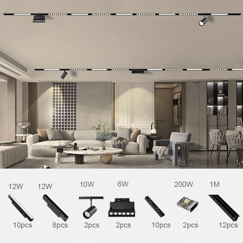 Luz de trilho magnética embutida holofote luz decorativa 6m*2