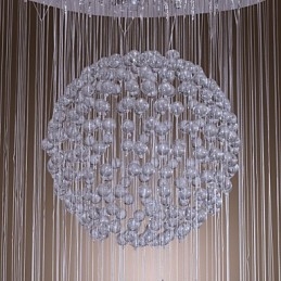 Lustre moderno contemporâneo de cristal cromado com montagem embutida