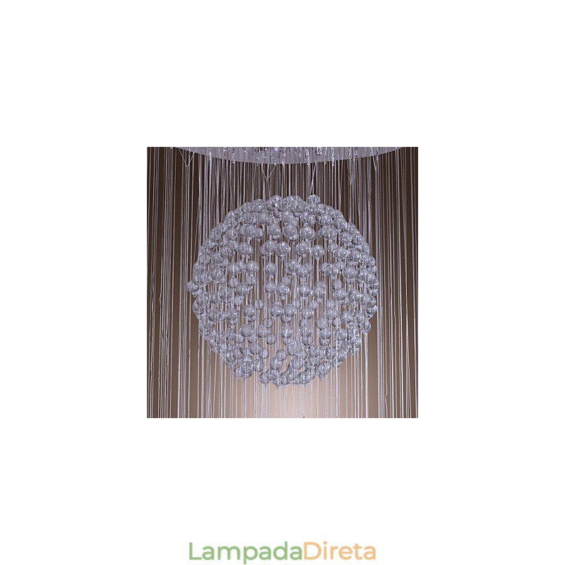 Lustre moderno contemporâneo de cristal cromado com montagem embutida