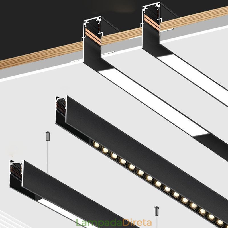 Trilhos de iluminação de trilhos embutidos Perfil de superfície de trilho de alumínio magnético Faixa de luz de trilho ultrafina 100 cm